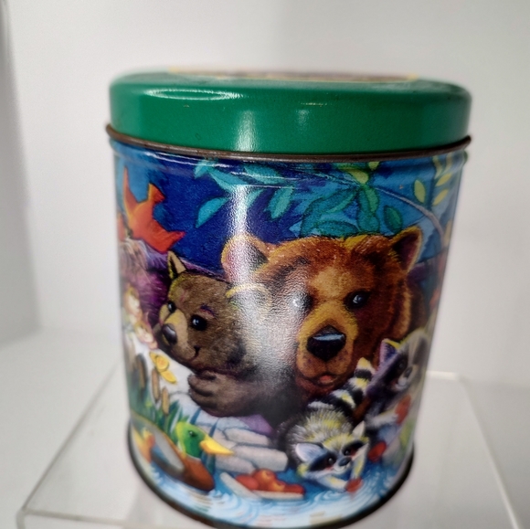 Vintage HTF Metal Woods Critters Candy Tin Sutton Candy USA - Picture 2 of 8